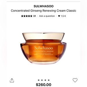 Sulwhasoo concentrated ginseng renewing cream classic.